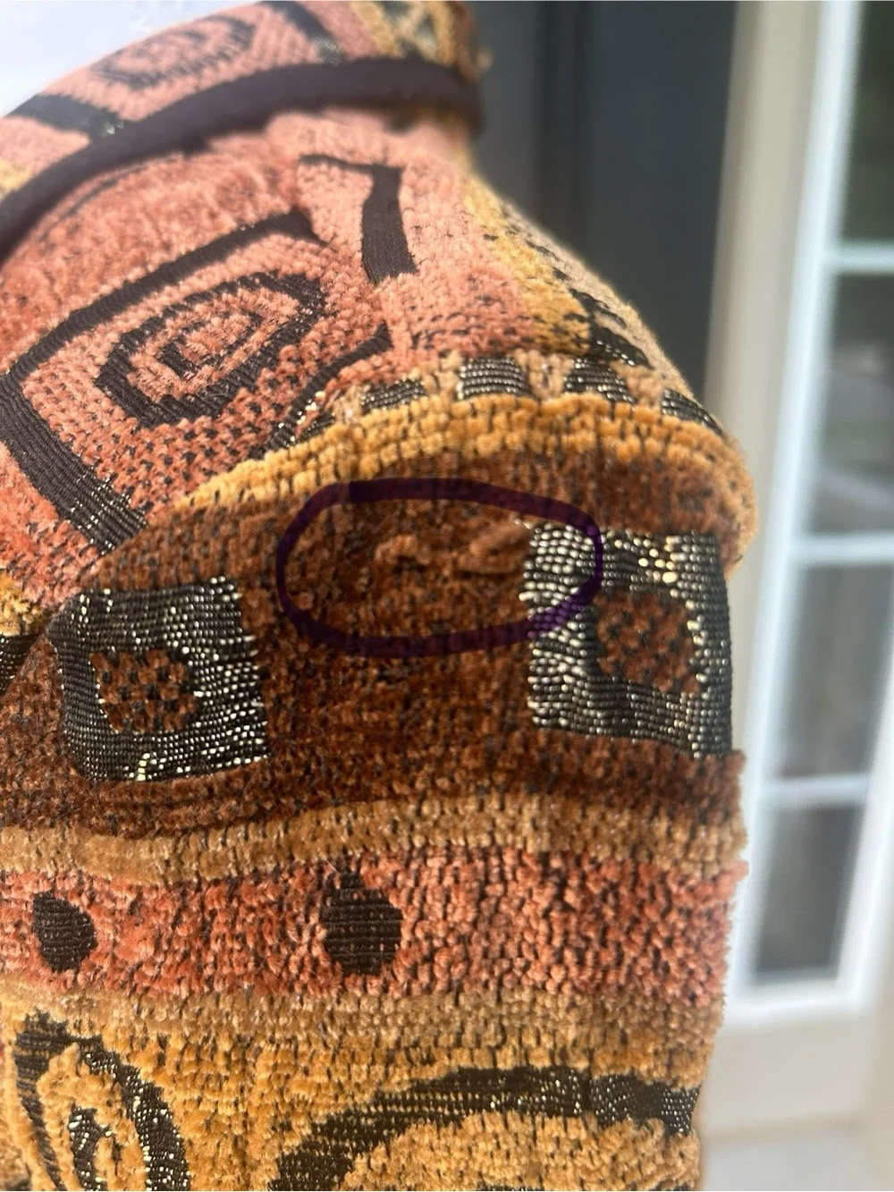 Vintage 90s Brown Tan Woven Tapestry Button Front Jacket Western S M